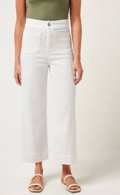 TravisMathew The Everyday Ankle Pant White HighRise Wide Leg XS Summer Twill NWT